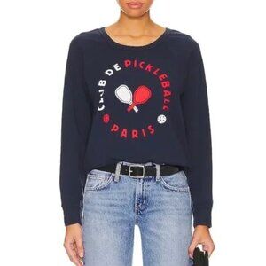 SUNDRY Club Pickleball Paris Sweatshirt, Navy XS NWT